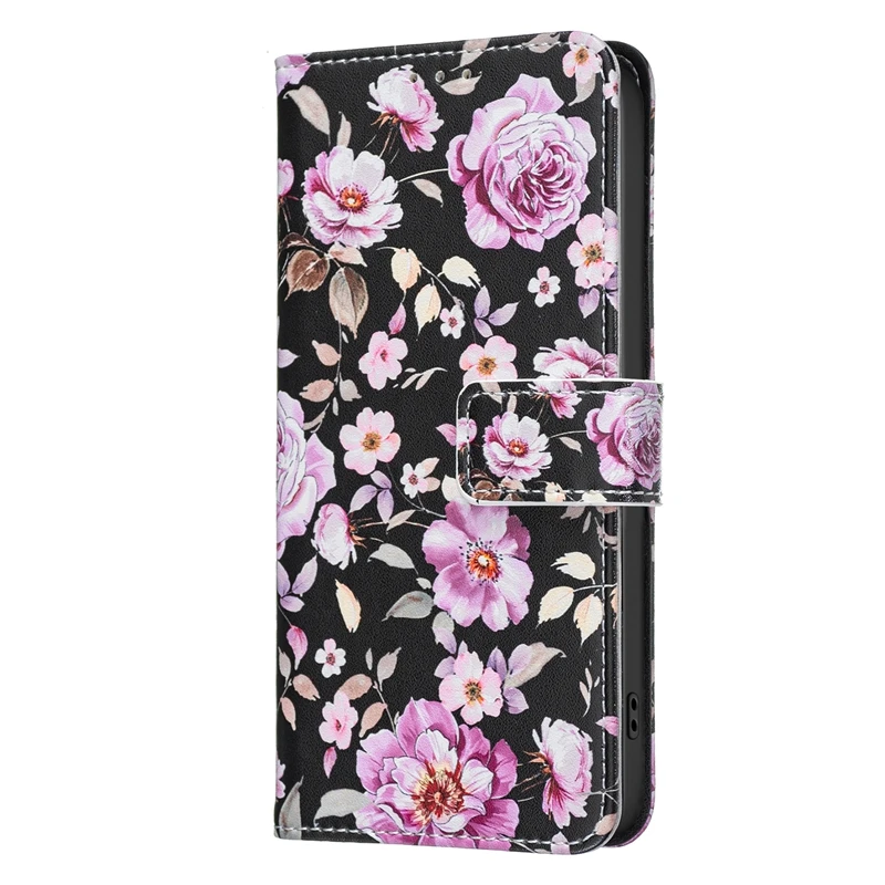Elegant Leather Flip Wallet Case with Card Holder and Artistic Design