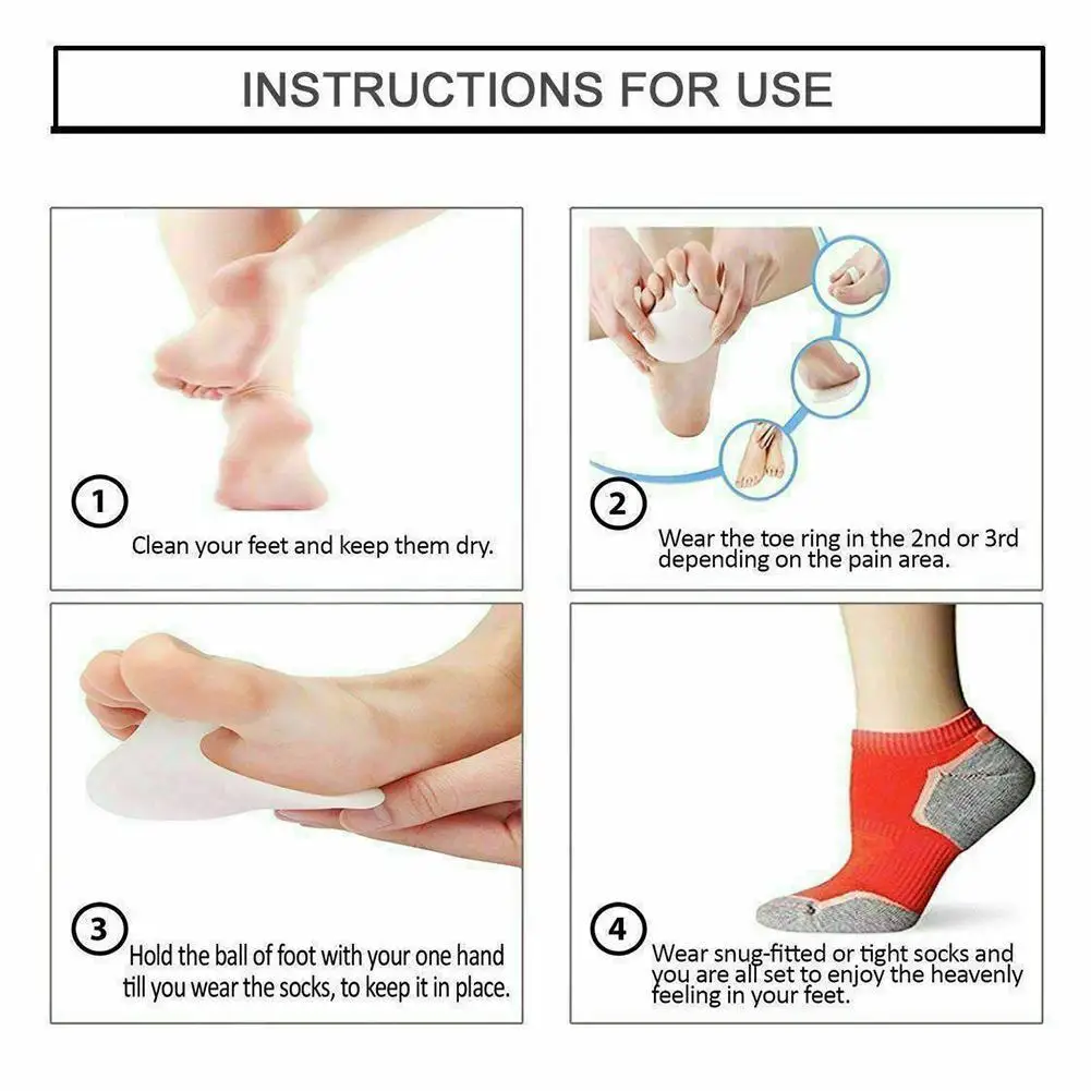 Gel Pad for Sensitive Feet Silicone Gel Metatarsal Pads for Shoes Sore Ball Foot Care Tool Feet Pain Shoes Forefoot 2Pcs
