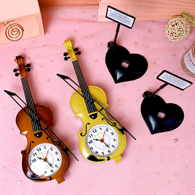European Classical Violin Model Table Clock, Unique Alarm Clock, Office Supplies, Home Decor Crafts, Children Gifts