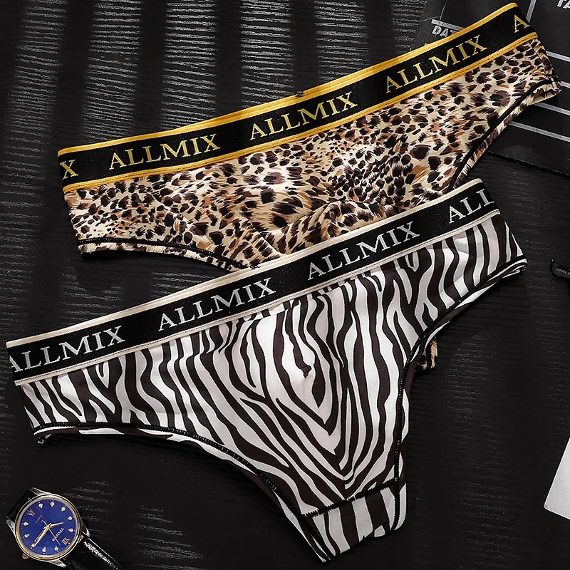 

2/3pcs Men's Sexy Letters Wide Waist Leopard Print Sports Fitness Low Waist Thong Briefs Underwear Gym Combination Set M-XXL