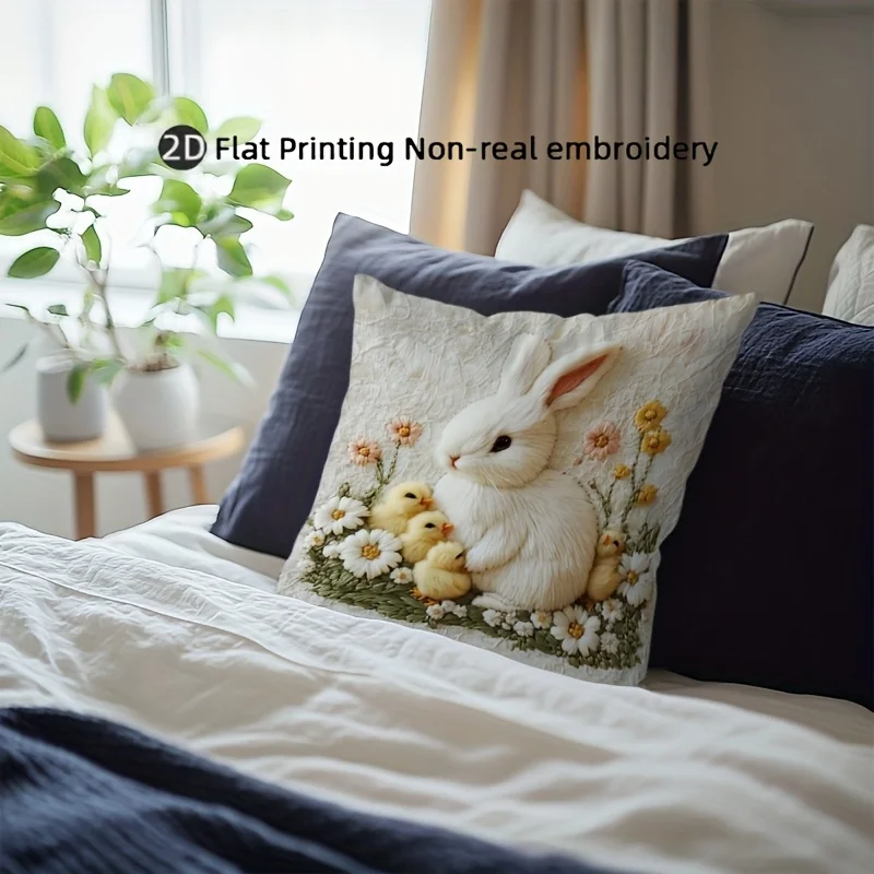 VIKAMA 부활절 토끼 쿠션 세트, 거실 소파 커버, 침실, 자동차, 홈 데코 베개 커버용