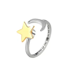 Stress Relief Adjustable Fidget Spinner Ring for Women - Rotating Jewelry Gift (R340)