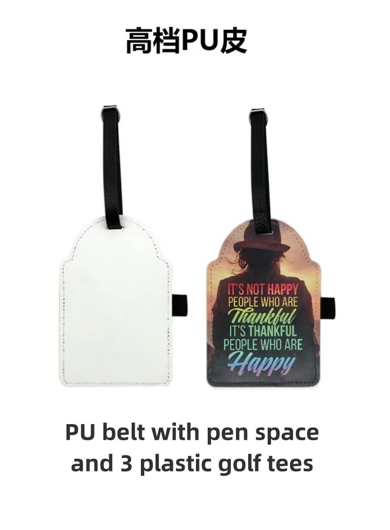 

Heat Sublimed PU Leather Golf Tee Sets Blank For DIY Single Side Printing Thermal Transfer Tee Sets With Tees