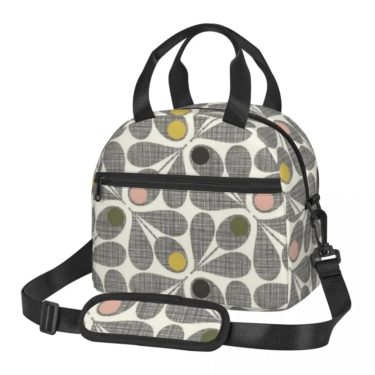 

Orla Kiely Gray Floral Insulated Lunch Bag for Camping Travel Abstract Scandinavian Flowers Thermal Cooler Lunch Box Women Kids