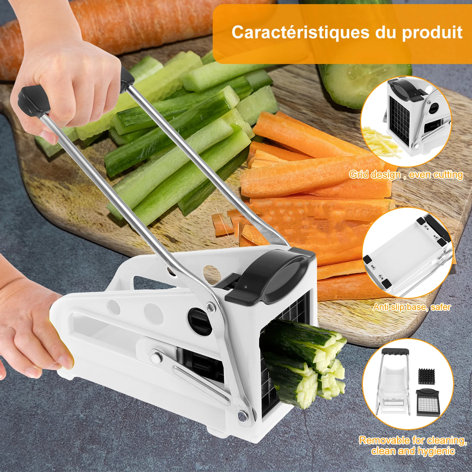 Stainless Steel French Fry Cutter BPA Free Nontoxic Potato Cutter Enduring Potato Slicer Easy to Clean French Fry