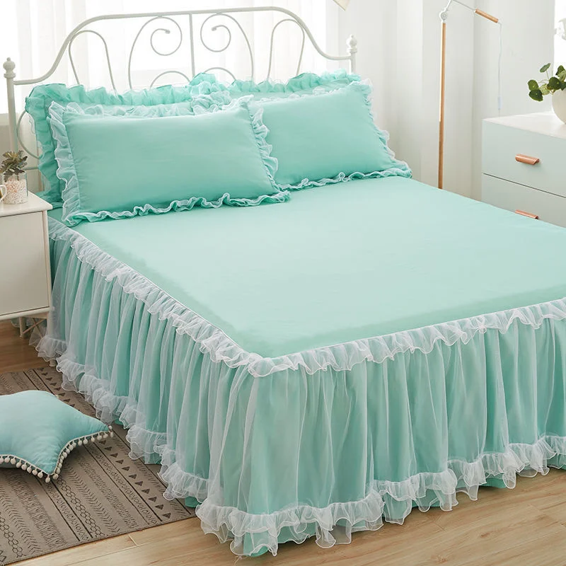 1pcs Elegant Princess Bed Skirt Non-slip Mattress Cover Ruffled Lace Bed Skirt Bedsheet Protector Bedspread No Pillowcase 2