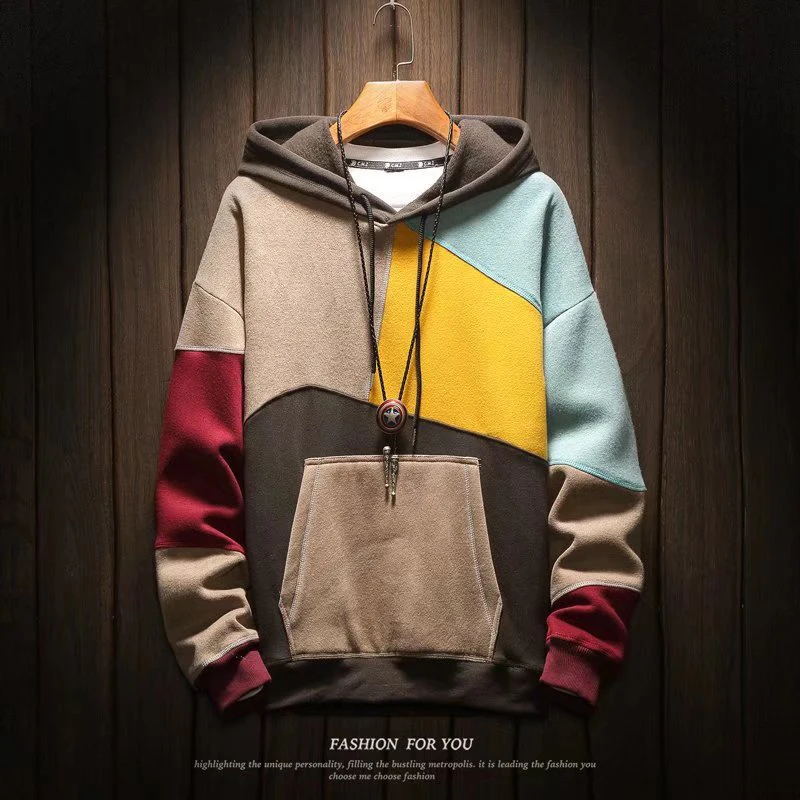 

2024 Sweater Men Trendy Hooded Spring and Autumn Outerwear New Trend Men Clothing Youth Sports Top Loose Fitting Fitness Clothes
