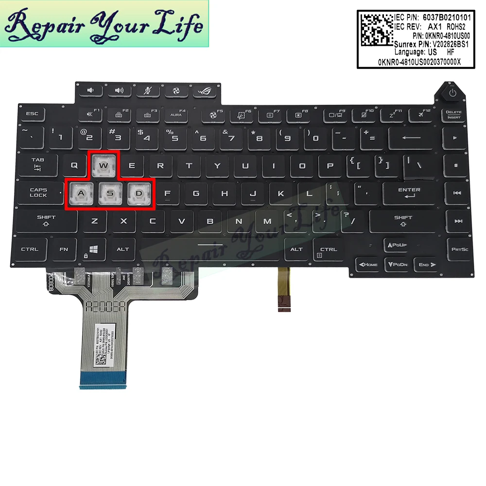 us backlit teclado do portátil para asus rog strix inglês teclados