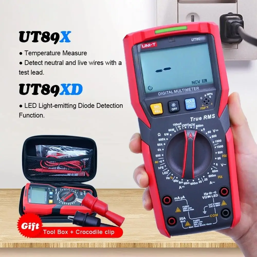 

True RMS Digital multimeter UNI-T UT89X UT89XD AC DC Voltage Current Tester Capacitance Ohm measure temp/LED tester NCV