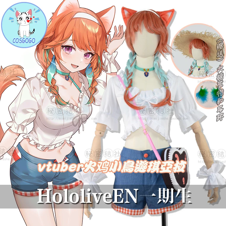 

Anime!Vtuber Hololive Takanashi Kiara Battle Suit Lovely Uniform Cosplay Costume Halloween Party Outfit Dailydress For Women NEW