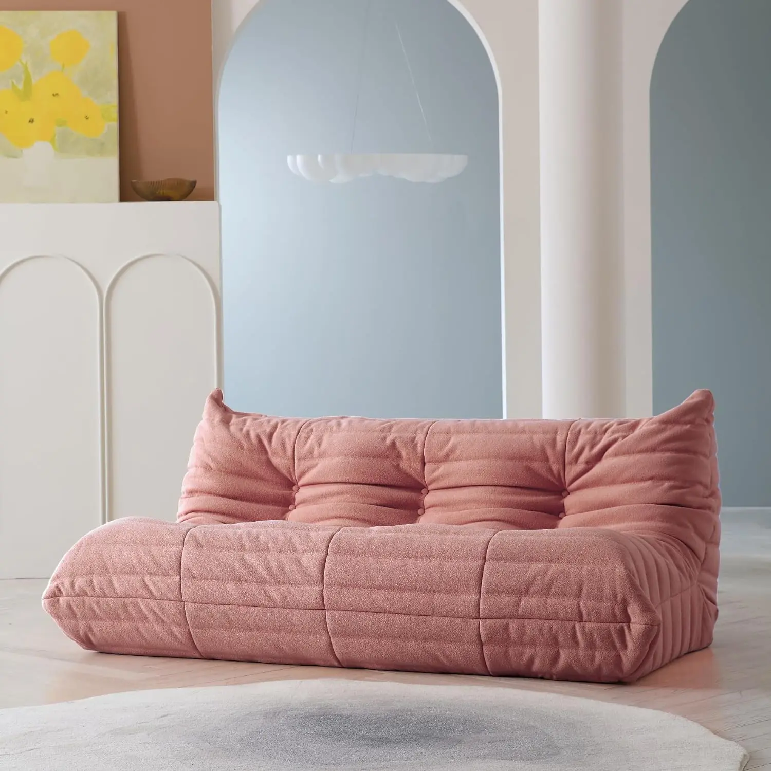 

2024 Pink Lazy Floor Sofa, Fireside Chair,Teddy Velvet Sofa Bean Bag Couch, Lounge Togo Lazy Floor Sofa, Accent Chair for Living