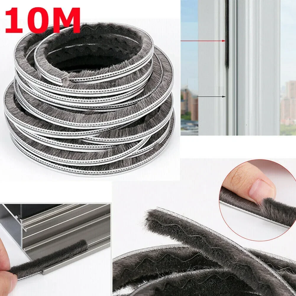 10M Hairy Seal Brush Pile Door Window Sliding Weather Strip Draught Excluder Noise Isolation For Studio Door Seal Bathroom Tape