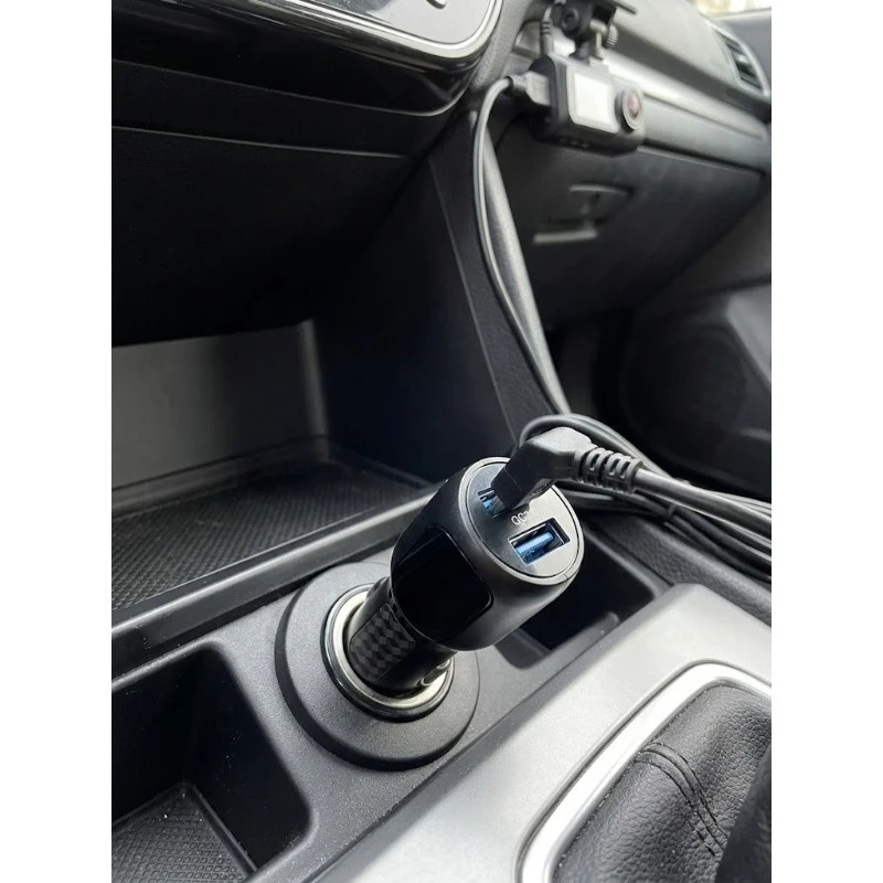 Dual-Port Fast Charger with Mini USB for Dash Cams and GPS Devices