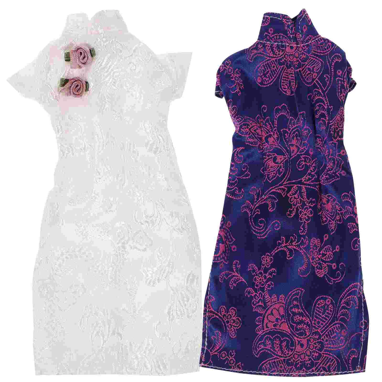 

2 Pcs Cheongsam Clothes Decor Costume for Kids Delicate Dress Replaceable Decorative Reusable Girls