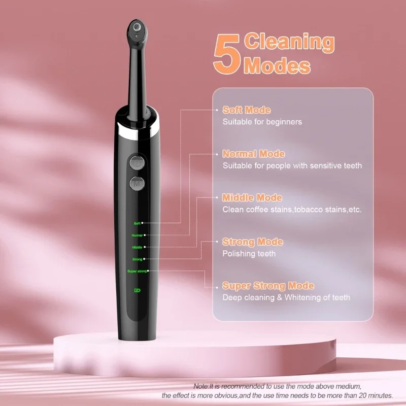 Electric Tooth Polisher with 5 Replaceable Heads Dental Plaque Tartar Remover Teeth Whitening Cleaner Tool dental cleaner
