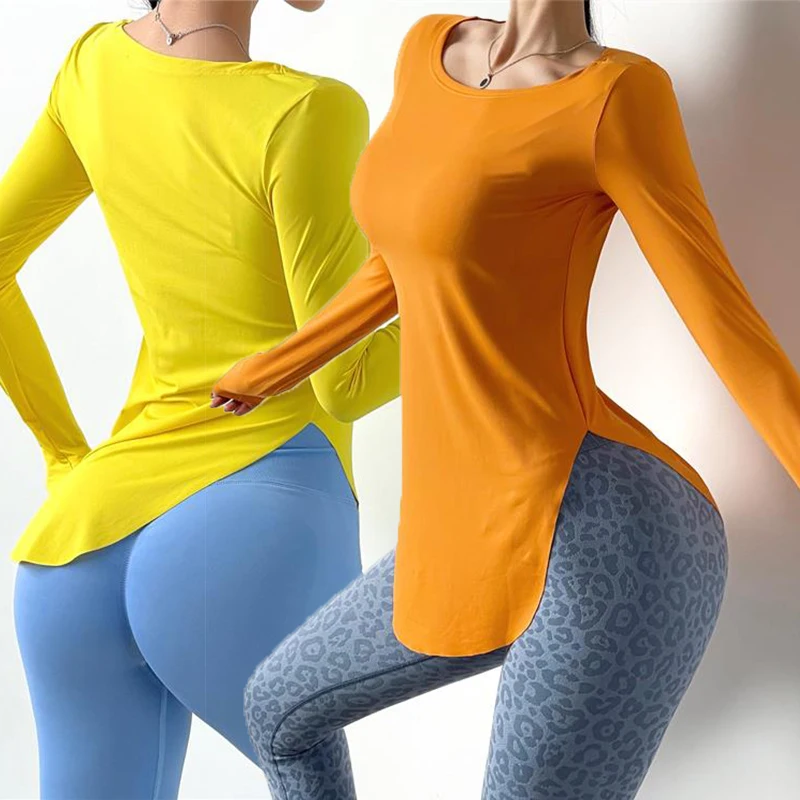 Round Neck Longsleeved Jacket Women's Fitness Sports Yoga Clothes Arc