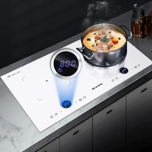 3500W White Built-in Induction Cooker Energy Saving Intelligent Timing Induction Cooktop Dual Cooker Touch Control 220V 3