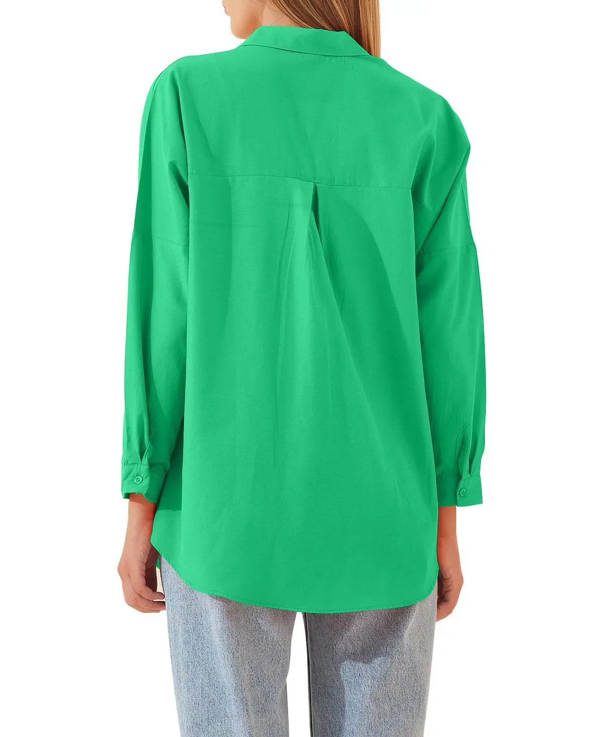 Womens Clothing V-neck Solid Button Long Sleeve Casual Blouse