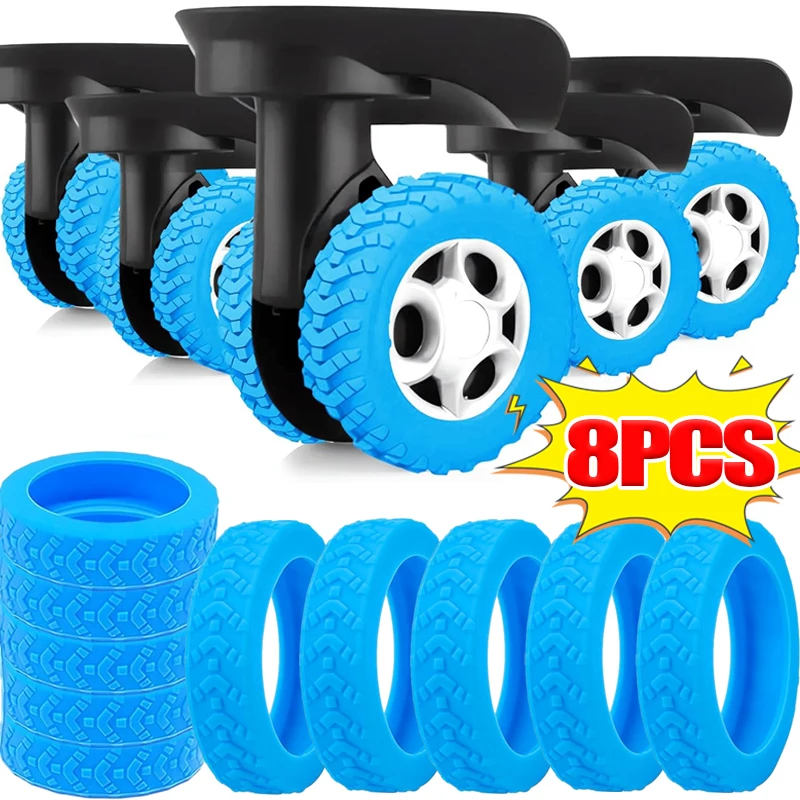 

1/8PCS Thicken Luggage Wheels Protector Cover Anti-wear Silicone Luggage Suitcase Reduce Noise Wheels Guard Cover Accessories
