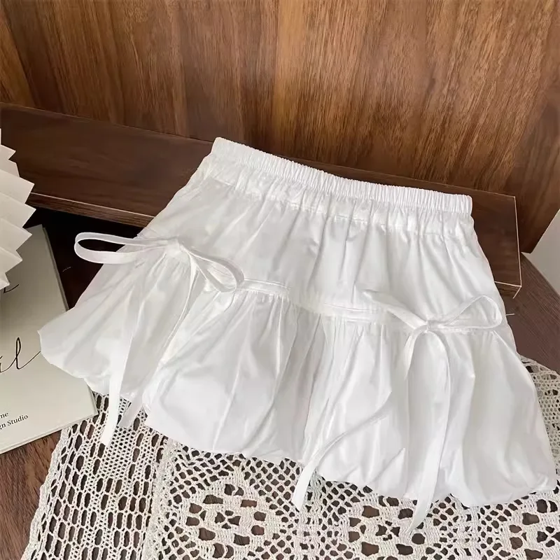 Girls' Korean Version Butterfly Bow Flower Bud Skirt Half Skirt Summer Women's Treasure Casual Half Cute Versatile