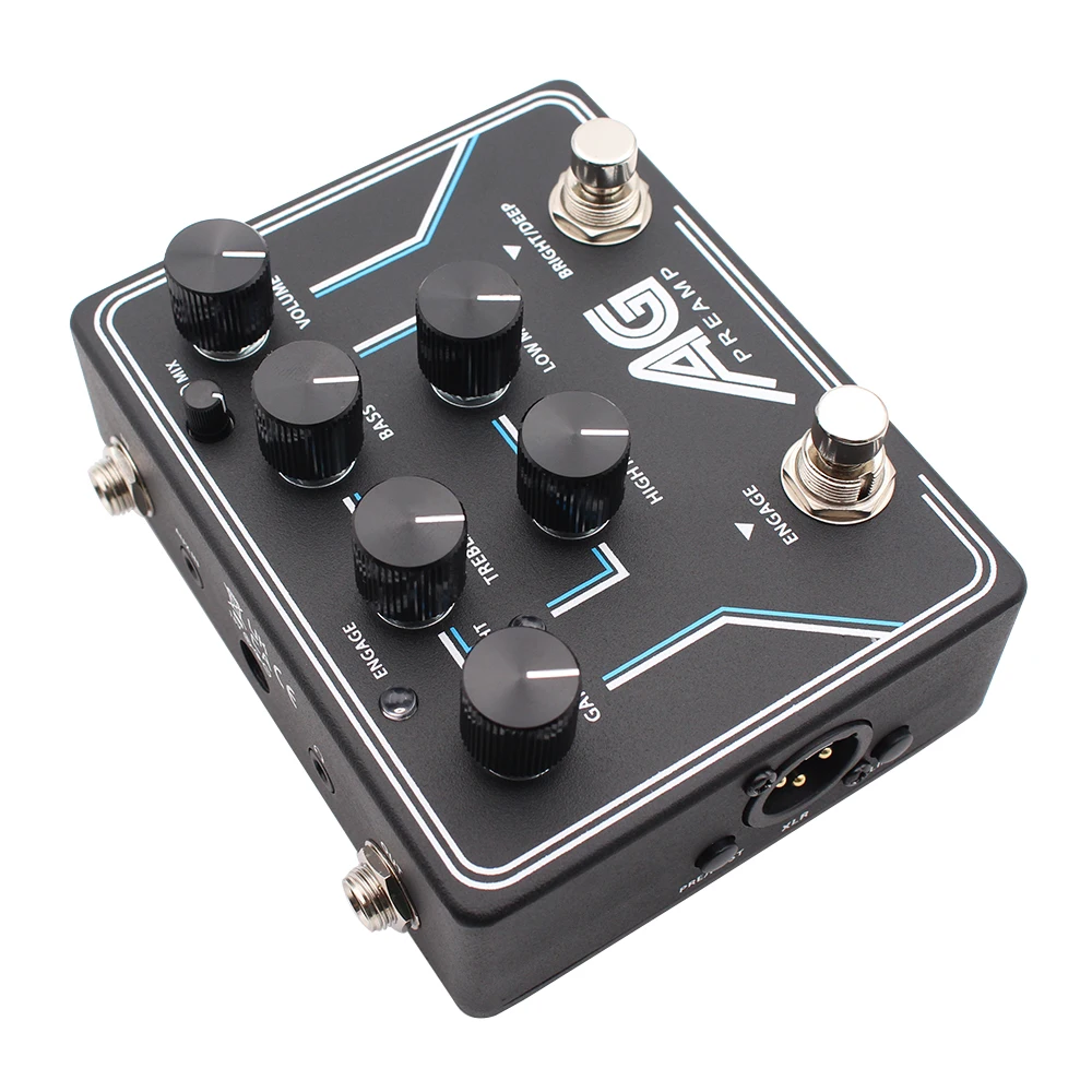 NEW Bass AG Preamp Bass Effect Pedal With DI 4-Band EQ Headphone Out AUX In fast response a wide tone Clone Aguilar AG Preamp 