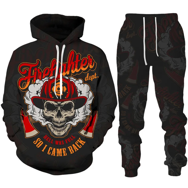 Men's 3D Print Hoodies Sweatpants Tracksuit Set