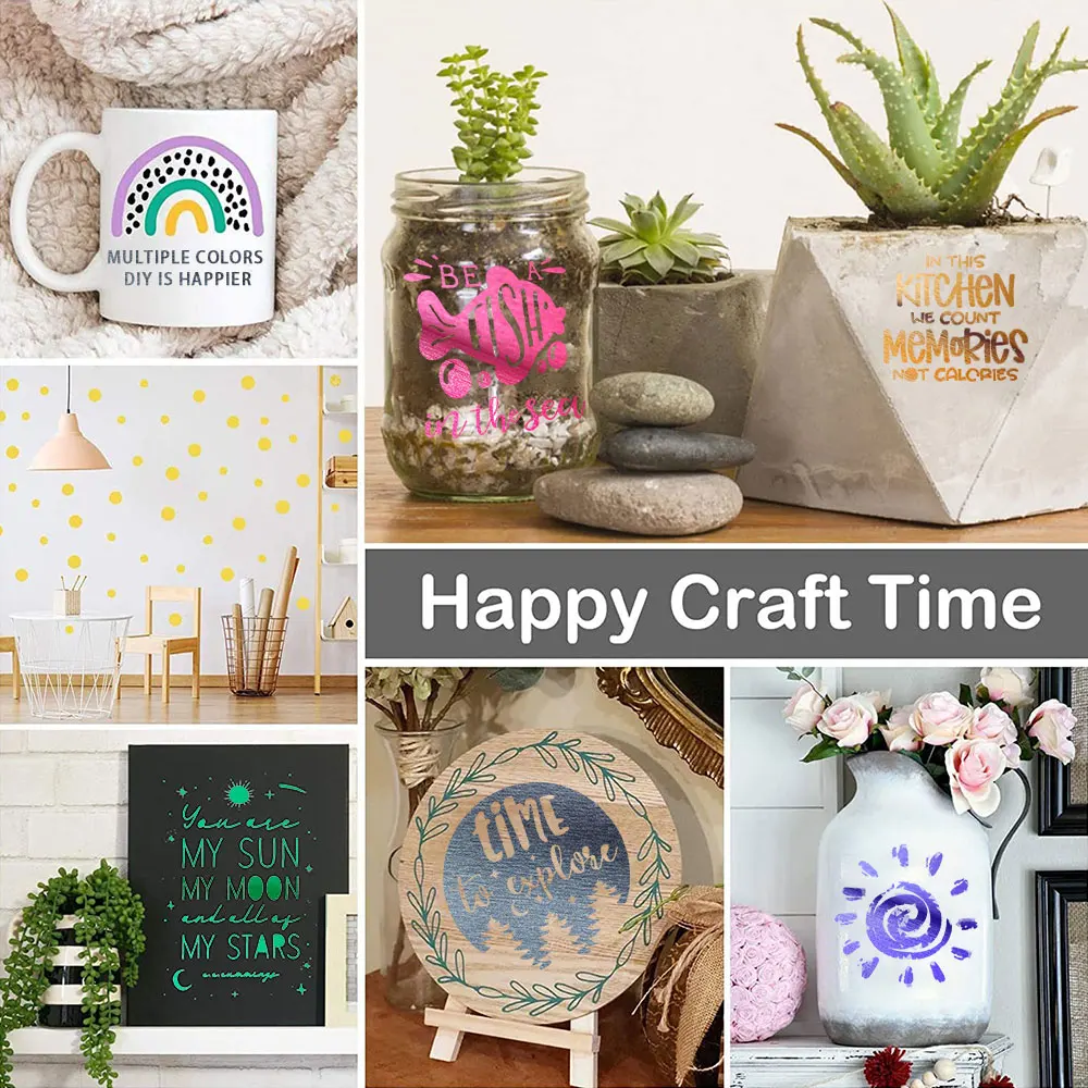 Multi-size Brushed Adhesive Vinyl Film DIY Sign Patterns Paste Cup Car Wall Party Home Decoration Sticker Handmade Cards For Cut