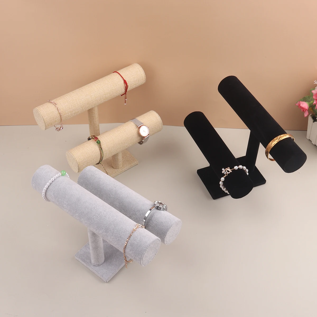 Velvet Jewelry and Watch T-Bar Display Organizer