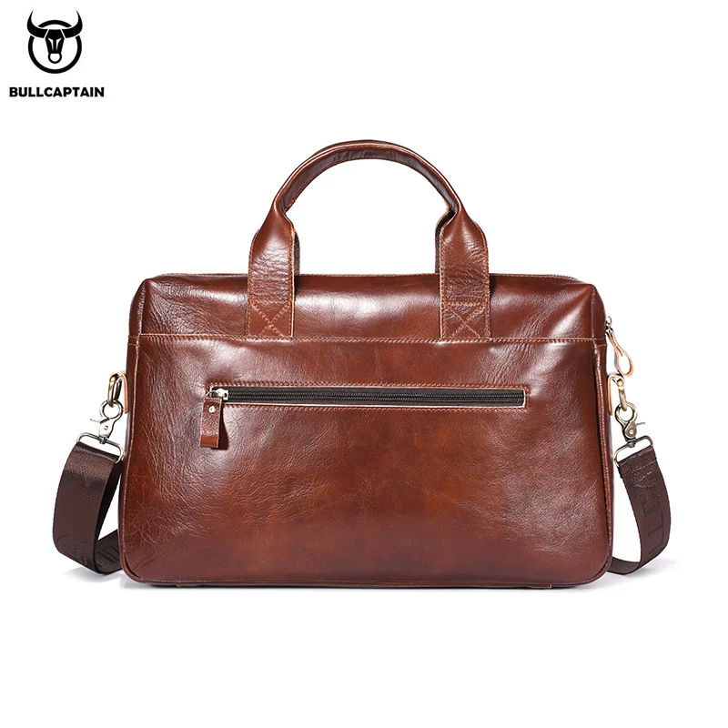 Men's Leather Briefcase 15.5-Inch Notebook Large-Capacity Work Bags Business Shoulder Messenger Bag