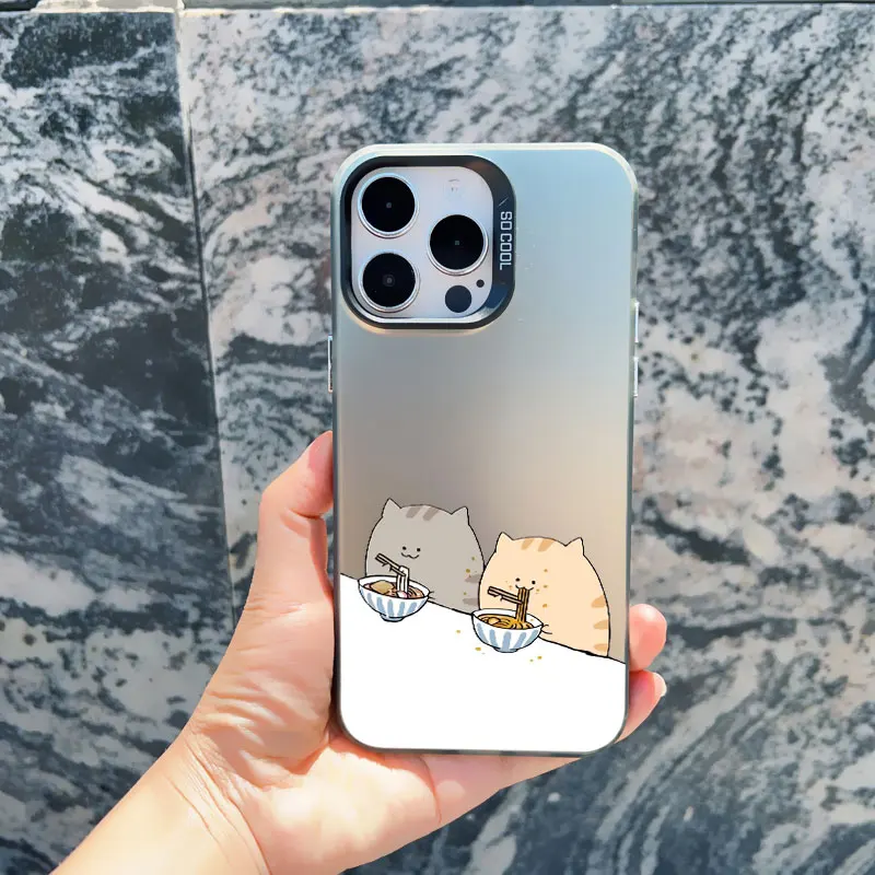 Gestapelte Katzen-Handyhülle für iPhone 17 16 15 14 Pro Max 13 Mini 12 11 Pro Max 15 14 Plus Laser-Cover Mädchen Süße Geschenke Handyhüllen – Detail 4