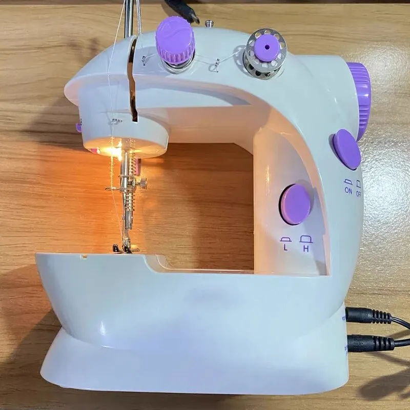 Household 202Mini Sewing Machines Handheld Sewing Machine with Light Cutter Foot Pedal Portable Night Light Sewing Machine