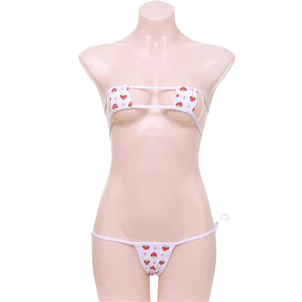 

micro bikini Sexy printing Strawberry square Lace 2 effects girl Beach spa swimwear women swimsuit biquini bikinis monokini