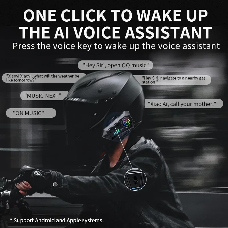 Motorcycle Helmet Headset IPX6 Waterproof Noice Reduction Earphone Super Long Standby Wireless Hands Free Headphone - 2