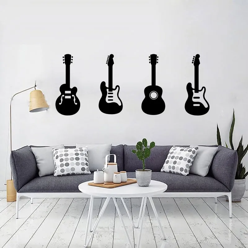 

Vinyl Guitar Wall Stickers Guitar Lovers Home Wall Decor Musical Instrument Shop Stickers Different kinds of guitar sticker GT08