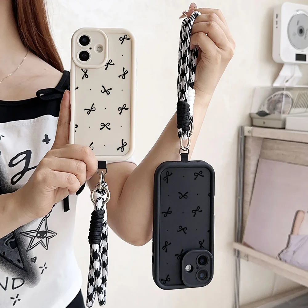 Stylish Wrist Chain Lanyard Case with Bowknot Design