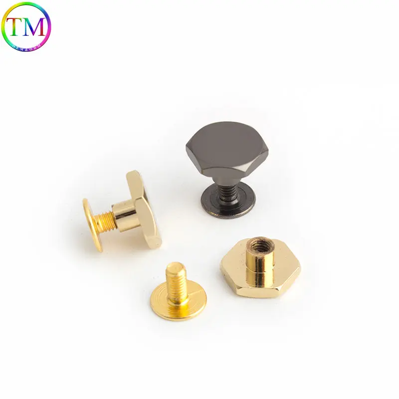 20-100 Pieces Metal Multi-Color Hexagon Single Cap Rivets Studs Conical Rivet Spikes Diy Bags Decor Leather Craft Accessories