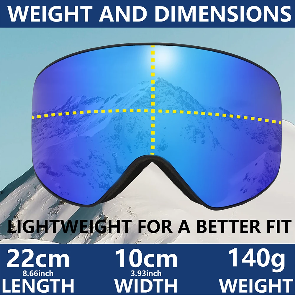 BRAND Winter Sports Ski Goggles UV400 Protection Ski Mask Male Female Anti-Fog Big Face Snow Glasses Skiing Snowboard Eyewear 3