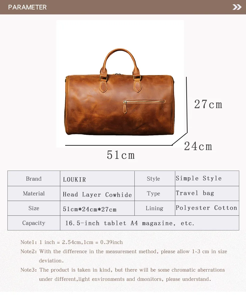 LUOKIR Echtes Leder Vintage Crazy Horse Leder Herren Handheld Reisetasche Schulter Umhängetasche Gepäcktasche Laptoptasche – Detail 2