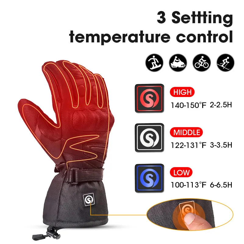 SAVIOR HEAT Winter Electric Motorcycle Gloves With Rechargeable Battery Men Women Waterproof