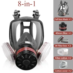 Full Face Gas Mask with Activated Carbon Filter for Nuclear and Chemical Protection (Organic 8 Piece set)