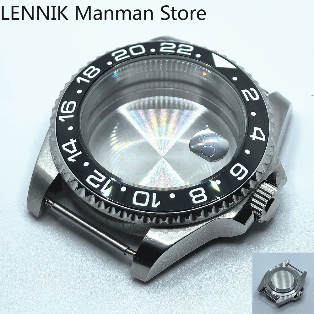 40mm Black PVD Watch Case with Transparent Back Glass