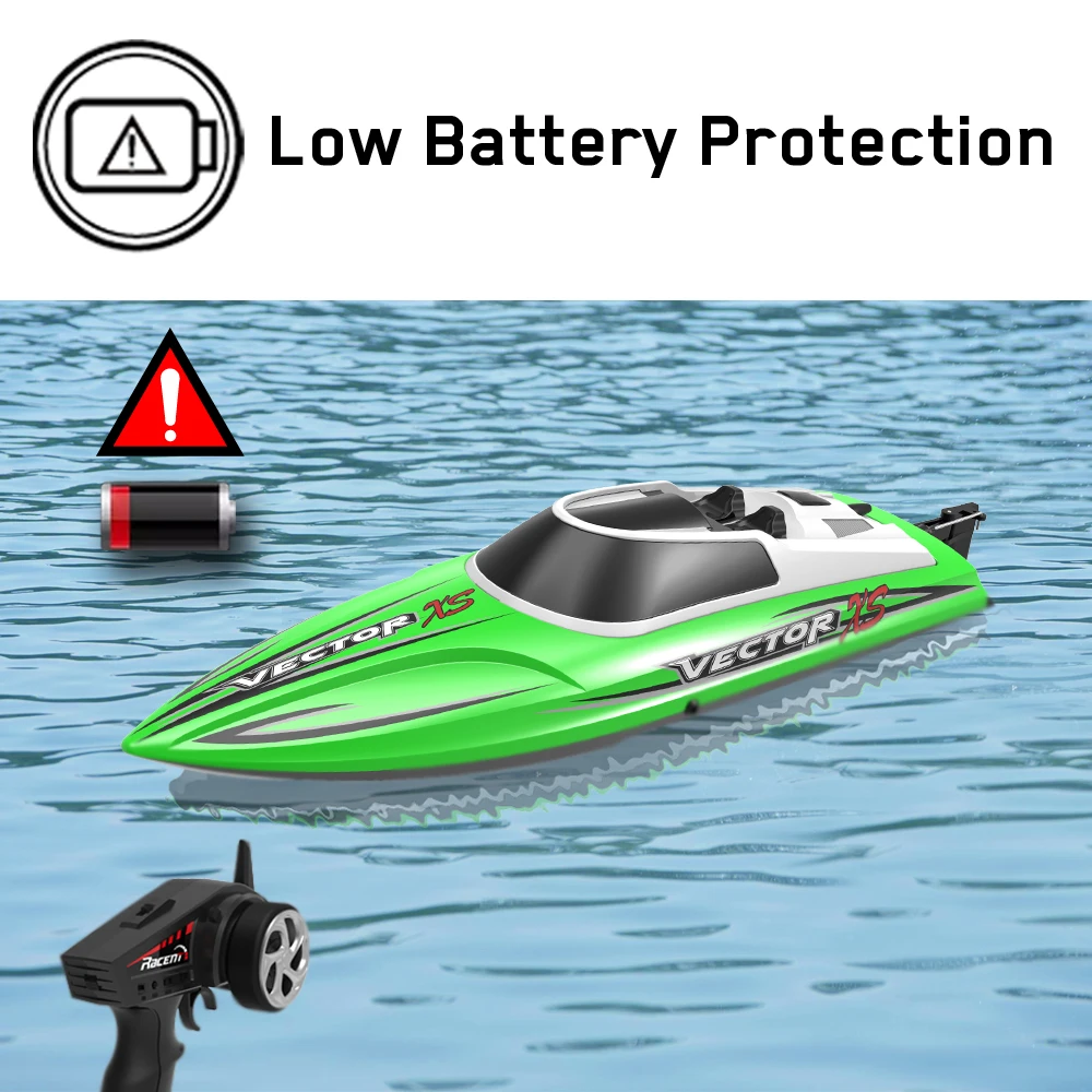 Bateau RC rapide 2,4 GHz électrique avec batterie rechargeable - Vert