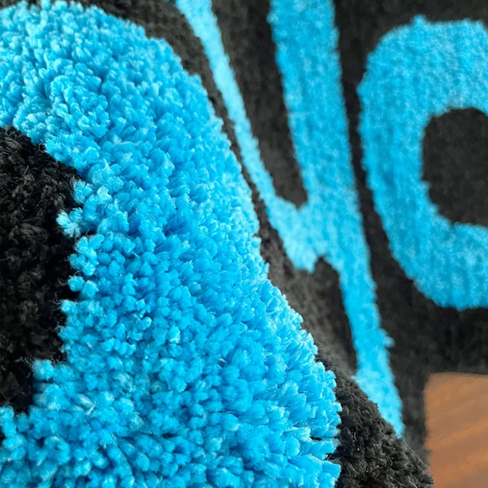 Blue Irregular Tufting Rug Bedroom Mat Geometric Living Room Carpet Floor Tidy Foot Pad Bedside Doormat Aesthetic Home Decor