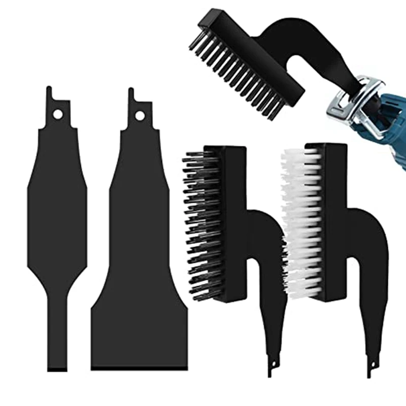 

4-Piece Reciprocating Saw Scraper Blade Set, Black Reciprotools Attachments And Adapters For Reciprocating Saws