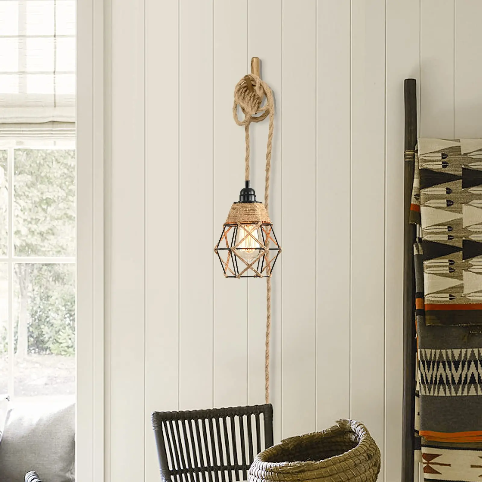 Power Cord Pendant Light 2M 3M Twisted Hemp Rope Cable