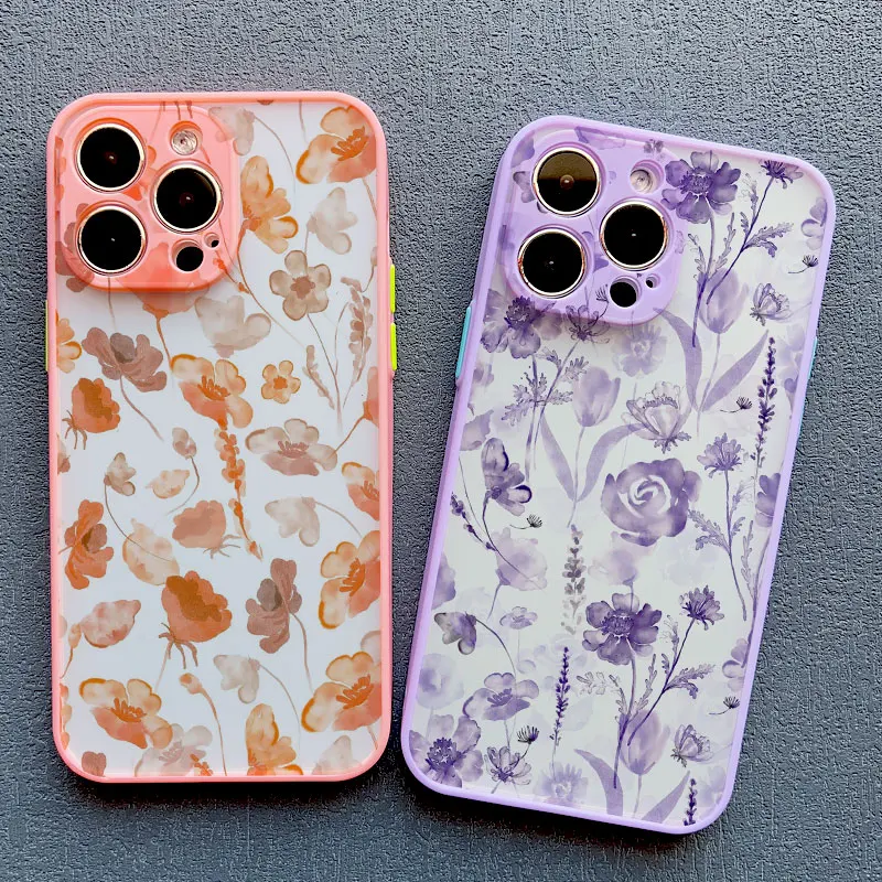 Aquarell-Blumen Handyhülle für iPhone 17 16 15 13 12 11 Pro Max Mini 14 Pro Max Plus X XR XS 16 Plus Stoßfeste Schutzhülle Fundas