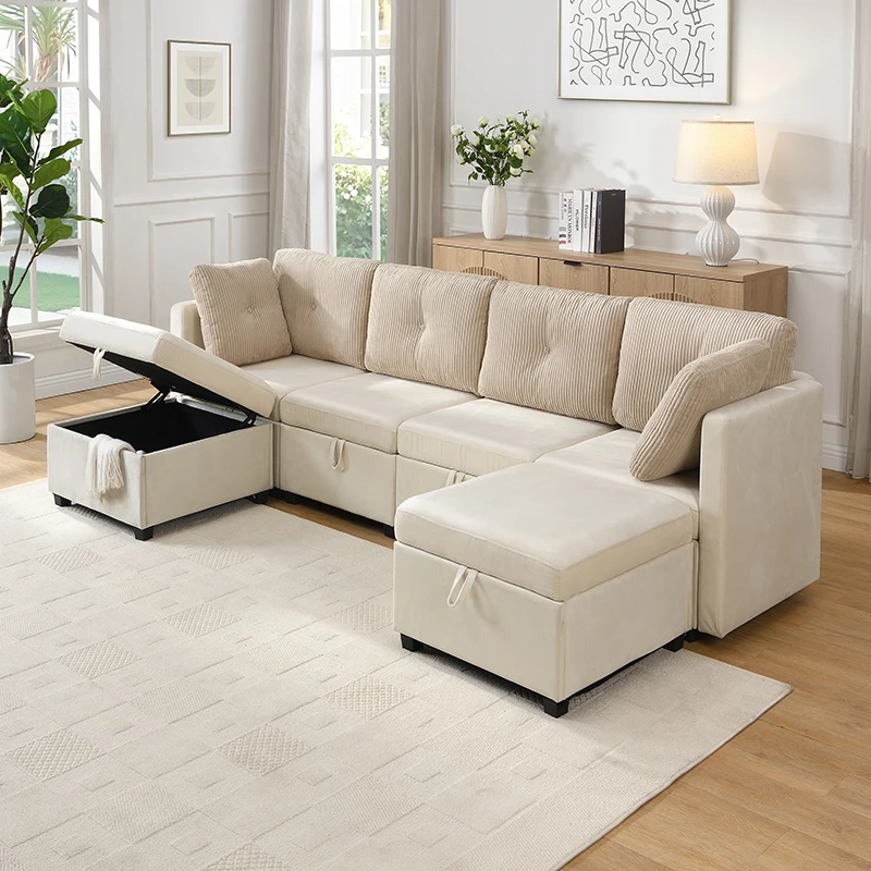 KOMHTOM Moduliges Modulares U Formiges Wohnzimmer Ecksofa Mit Stauraum Verwandelbar – Detail 6