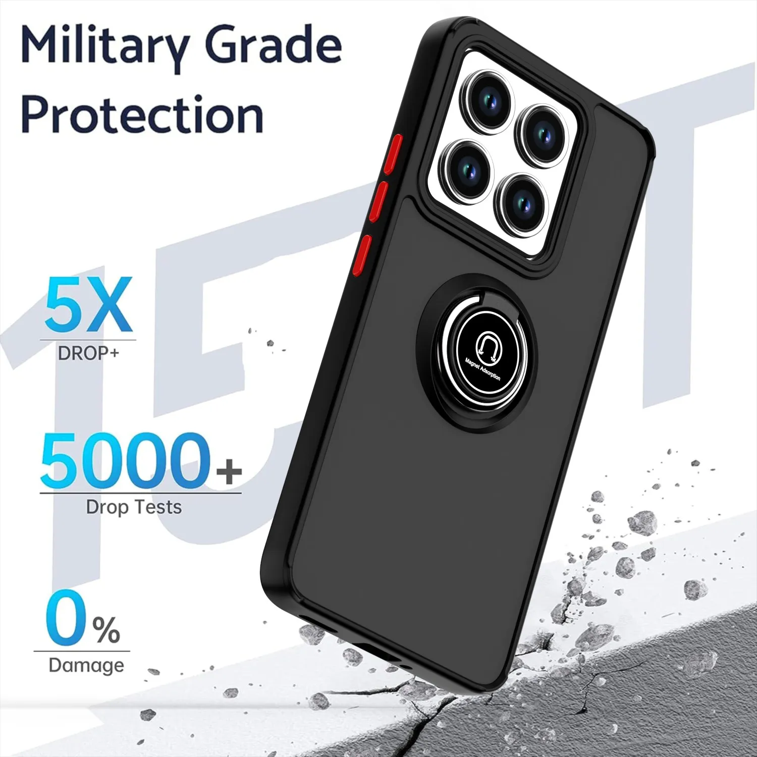 Armor Matte Shockproof Case with Ring Magnetic Stand Holder