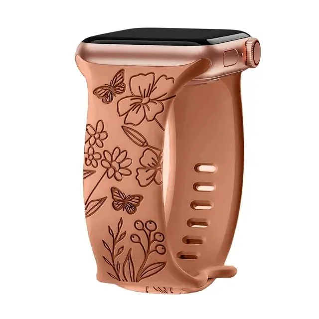Engraved Band for Apple Watch Strap 46mm 44mm 42mm 41mm 40 45mm Ultra 3 2 49mm Floral Bracelet Iwatch Series 11 10 9 8 7 SE 6 5 - Image 7