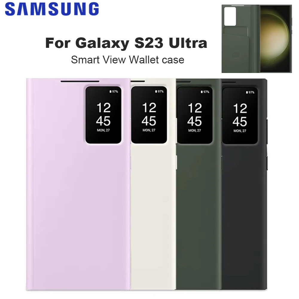 Custodia A Portafoglio Originale Samsung Galaxy S23 Ultra Smart View Per Samsung Galaxy S23 Ultra Sm-S918B Smart View Cover Per Telefono